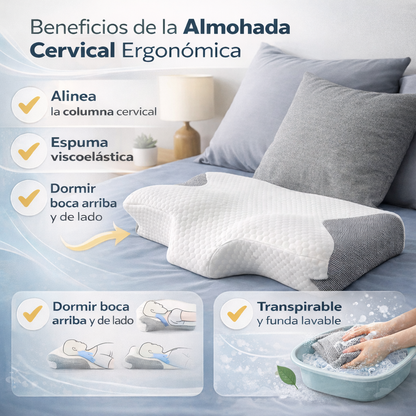 Almohada Cervical Ergonómica para un Descanso Natural y Cómodo